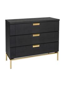 Commode noire étroite bois de chêne Pimlico, Brun foncé, laiton