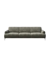 Sofa z imitacją skóry Puzo (3-osobowa), Tapicerka: 100% poliester imitujący , Nogi: metal lakierowany, Szary, S 240 x G 84 cm