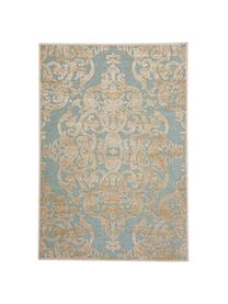 Tapis en viscose vintage Marigot, Aqua, crème