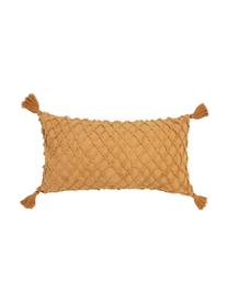 Federa arredo strutturata con nappe Royal, 100% cotone, Giallo, Larg. 30 x Lung. 60 cm