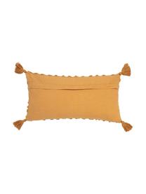 Federa arredo strutturata con nappe Royal, 100% cotone, Giallo, Larg. 30 x Lung. 60 cm