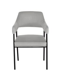 Silla con reposabrazos de terciopelo Zoe, Tapizado: terciopelo (poliéster) Al, Estructura: metal con pintura en polv, Terciopelo gris, An 56 x F 62 cm