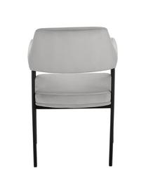 Silla con reposabrazos de terciopelo Zoe, Tapizado: terciopelo (poliéster) Al, Estructura: metal con pintura en polv, Terciopelo gris, An 56 x F 62 cm