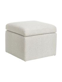 Puf de tejido bouclé Winou, con espacio de almacenamiento, Tapizado: Bouclé (100% poliéster) A, Estructura: metal, Bouclé blanco crema, An 55 x Al 46 cm