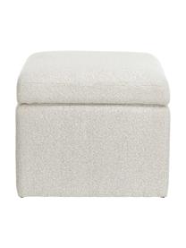 Bouclé-Hocker Winou in Cremeweiß mit Stauraum, Bezug: Bouclé (100% Polyester) D, Korpus: Metall, Bouclé Cremeweiß, 55 x 46 cm