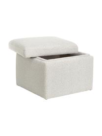 Pouf coffre blanc crème Winou, Tissu bouclé blanc crème