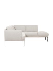 Sofa narożna Fluente, Tapicerka: 80% poliester, 20% ramia , Stelaż: lite drewno sosnowe z cer, Nogi: metal malowany proszkowo, Jasnobeżowa tkanina, S 221 x G 200 cm, lewostronna