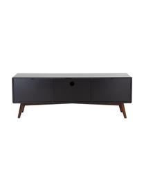 Credenza bassa retrò con finitura in noce Juju, Piedini: legno massello di frassin, Marrone, nero, Larg. 150 x Alt. 53 cm