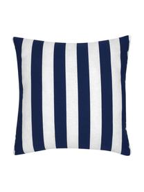 Housse de coussin rayée Timon, 100 % coton, Bleu foncé, blanc, larg. 40 x long. 40 cm