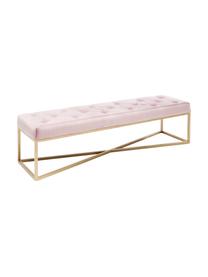 Banquette capitonnée velours rose Crossover, Rose, couleur laiton