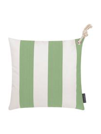 Poszewka na poduszkę zewnętrzną Santorin, 100% polipropylen, Teflon® powlekany, Zielony, biały, S 40 x D 40 cm