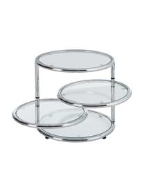 Okrągły stolik pomocniczy ze szklanymi blatami Dotts, Stelaż: metal chromowany, Transparentny, odcienie chromu, Ø 40 x W 45 cm