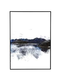 Stampa su tela dipinta Horizonte, Immagine: pittura ad olio, Bianco, nero, blu, Larg. 100 x Alt. 140 cm