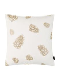 Housse de coussin 40x40 Edvin, Blanc, beige clair, couleur dorée