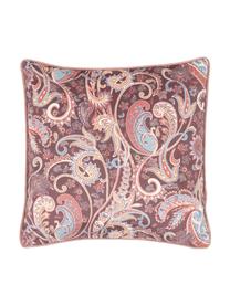 Kussenhoes Indira met paisley patroon in rozetinten, 100% polyester fluweel, Multicolour, 40 x 40 cm