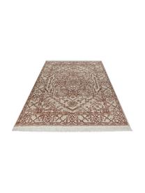 Tapis oriental rectangulaire marron/beige à franges Estera, 40 % coton recyclé, 40 % polypropylène, 20 % recyclé polyester, Brun, beige, blanc crème, gris, larg. 80 x long. 150 cm (taille XS)