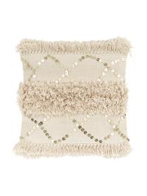 Kissenhülle Frederieke mit dekorativer Verzierung, 100% Baumwolle, Beige, B 45 x L 45 cm