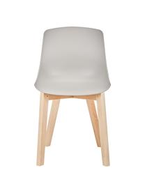 Kunststoffstühle Dave mit Holzbeinen, 2 Stück, Sitzschale: Kunststoff, Beine: Buchenholz, Greige, Buchenholz, B 46 x T 52 cm