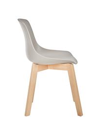 Kunststoffstühle Dave mit Holzbeinen, 2 Stück, Sitzschale: Kunststoff, Beine: Buchenholz, Greige, Buchenholz, B 46 x T 52 cm