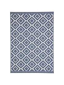 Tapis d'extérieur ethnique Miami, 86 % polypropylène, 14 % polyester, Blanc crème, bleu, larg. 160 x long. 230 cm (taille M)