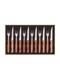 Set 12 posate Barbecue, 6 persone, Posate: acciaio inossidabile, Manico: legno, Marrone, Lunghezza 22 cm