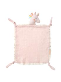 Doudou in cotone organico Unicorn, Bordo: raso di cotone, Rosa, multicolore, Larg. 40 x Lung. 46 cm