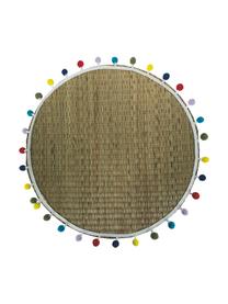 Tovaglietta rotonda con pompon Mexico 2 pz, Rafia, Beige, multicolore, Ø 38 cm