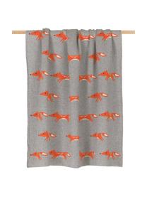 Manta algodón ecológico Luciana, 100% algodón ecológico, Gris, naranja, An 80 x L 100 cm