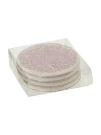 Posavasos de vidrio Dosa, 4 uds., Vidrio, Rosa pálido, beige, Ø 10 cm