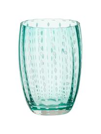 Mondgeblazen waterglazen Perle, 6 stuks, Glas, Transparant, wit, aqua, amberkleurig, pastelviolet, rood en groen, Ø 7 x H 11 cm