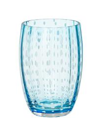 Ručne fúkané poháre na vodu Perle, 6 ks, Priehľadná, biela, blankytná modrá, odtiene jantárovej, pastelová fialová, červe