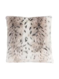 Housse de coussin fourrure synthétique Skins, Endroit : beige, blanc, anthracite Envers : blanc ivoire