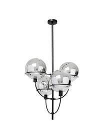 Lámpara de techo grande Lantern, Estructura: metal con pintura en polv, Cromo espejado, negro, Ø 68 cm
