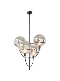 Lámpara de techo grande Lantern, Estructura: metal con pintura en polv, Cromo espejado, negro, Ø 68 cm