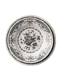 Assiette plate vintage noir Rose, 2 pièces, Céramique, Blanc, noir, Ø 26 x 2 cm