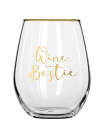 Glazenset Wine Bestie met goudkleurig opschrift, 2 stuks, Glas, Transparant, goudkleurig, Ø 10 x H 13 cm