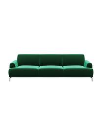 Sofa z aksamitu Puzo (3-osobowa), Tapicerka: 100% aksamit poliestrowy,, Nogi: metal lakierowany, Ciemny zielony, S 240 x G 84 cm