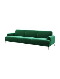 Sofa z aksamitu Puzo (3-osobowa), Tapicerka: 100% aksamit poliestrowy,, Nogi: metal lakierowany, Ciemny zielony, S 240 x G 84 cm