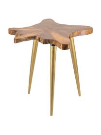 Tavolino in legno di teak fatto a mano Raiz, Legno di teak, Marrone, dorato, Larg. 60 x Prof. 60 cm
