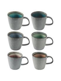 Tazas de café Bahamas, 6 uds., Gres, Gris, multicolor, Ø 10 x Al 10 cm