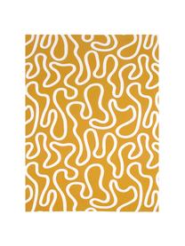 Plaid reversibile con motivo a linee astratto Amina, Cotone, Giallo, bianco, Larg. 150 x Lung. 200 cm