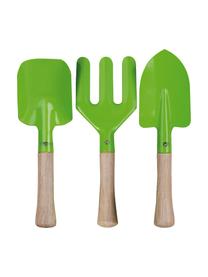 Kinder tuingereedschapset Little Gardener, 3-delig, Hout, gepoedercoat metaal, Groen, B 20 cm x H 28 cm