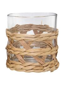 Osier waterglazen met stijlvol grasweefsel, 4 stuks, Decoratie: gras vlechtwerk, Transparant, bruin, Ø 9 x H 10 cm, 250 ml