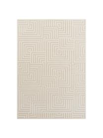 Rechthoekig kortpolig vloerkleed Manipu met hoog-laag effect in crèmewit/beige, 40% polyester, 60% polypropyleen, Crèmewit, beige, B 80 x L 150 cm (maat XS)