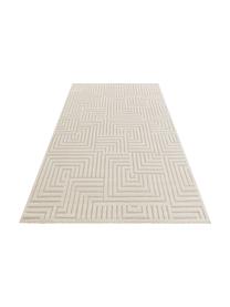 Tapis blanc crème/beige rectangulaire à poils ras Manipu, 40 % polyester, 60 % polypropylène, Blanc crème, beige, larg. 80 x long. 150 cm (taille XS)