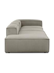 Chaise longue XL componibile in velluto a coste Lennon, Rivestimento: velluto a coste (92% poli, Struttura: legno di pino massiccio, , Piedini: plastica I piedini si tro, Velluto a coste grigio chiaro, Larg. 357 x Prof. 119 cm, schienale a sinistra