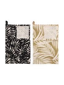 Súprava bavlnených utierok s tropickým motívom Ivora, 2 diely, 100 %  bavlna, Viacfarebná, Š 45 x D 70 cm