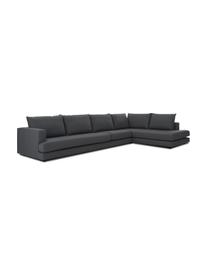 Sofa narożna XL Tribeca, Tapicerka: poliester Dzięki tkaninie, Stelaż: lite drewno sosnowe, Nogi: lite drewno sosnowe, laki, Antracytowa tkanina, S 405 x G 228 cm, lewostronna
