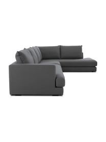Sofa narożna XL Tribeca, Tapicerka: poliester Dzięki tkaninie, Stelaż: lite drewno sosnowe, Nogi: lite drewno sosnowe, laki, Antracytowa tkanina, S 405 x G 228 cm, lewostronna