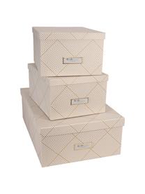 Komplet pudełek do przechowywania Inge, 3 elem., Odcienie złotego, biały, Komplet z różnymi rozmiarami